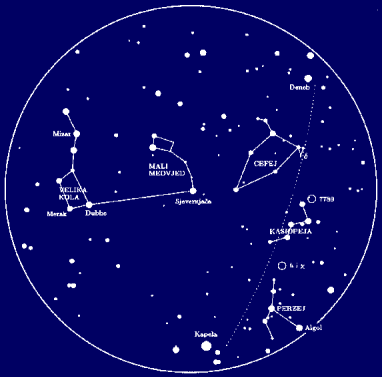 Izgled sjevernog neba 15. srpnja krajem sumraka