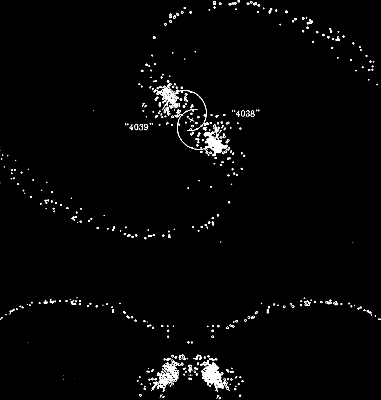 Sl. 6. Kompjutorski model galaktika NGC4038 i NGC 4039